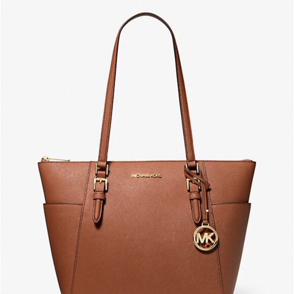 Charlotte Large Saffiano Leather Top-Zip Tote Bag - Picture 3 of 3